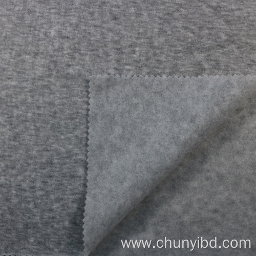 Heather Grey 100% Polyester One Side Brush Weft Knitted Fleece Fabric for Coat Home Textile